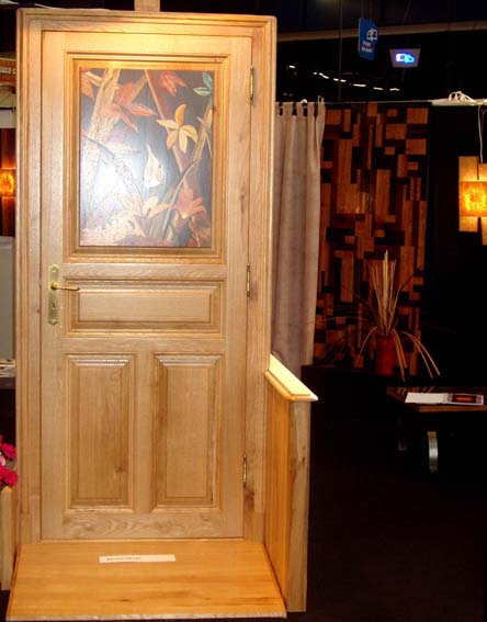 Porte en chêne marquetée